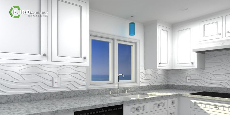 Tấm ốp tường 3D dùng trong không gian bếp