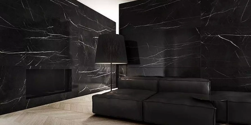 Gạch giả đá marble màu đen