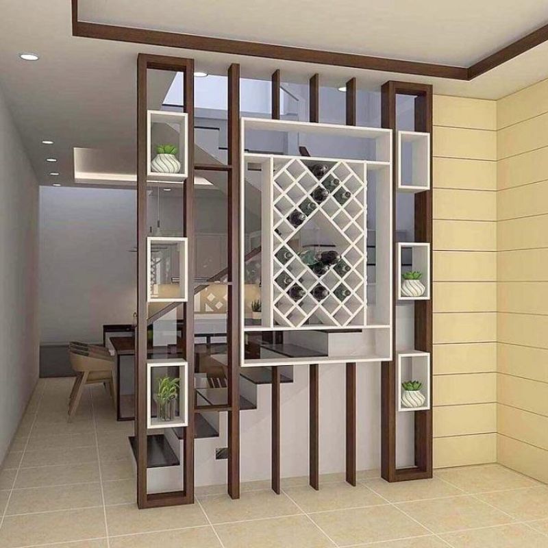 Vách ngăn cầu thang bằng gỗ tự nhiên