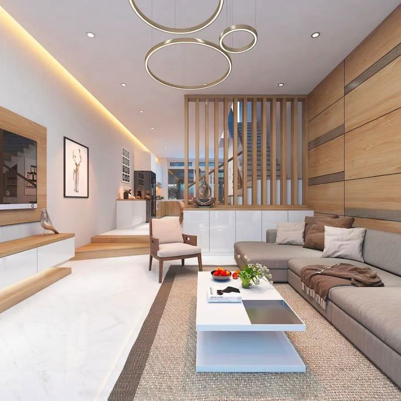 Vách ngăn cầu thang bằng gỗ tự nhiên